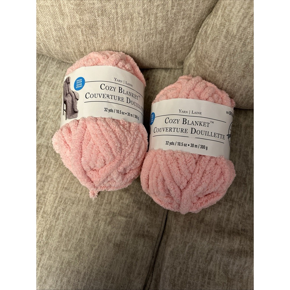 Loops & Threads Cozy Blanket Yarn Cotton Candy 10.5 Oz 32 Yds Ea Jumbo Lot Of 2